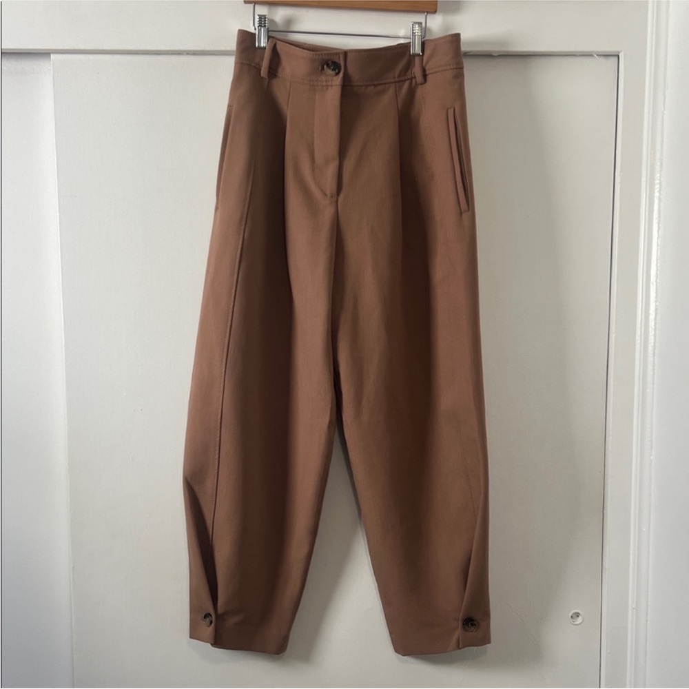 Zara tan barrel trousers